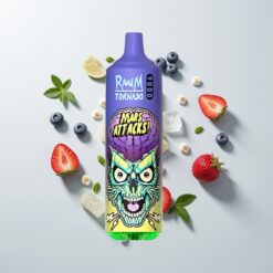 Nederlandse Groothandel RandM Tornado 9000 Puffs 850mAh 18mL Mesh Blauwe Bes Ijs RGB Display